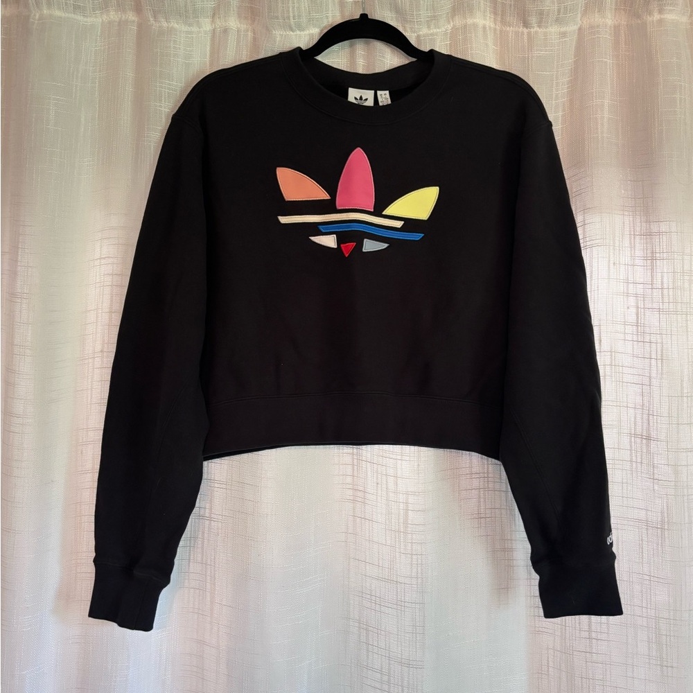 Adidas Women's Black Cropped Sweatshirt